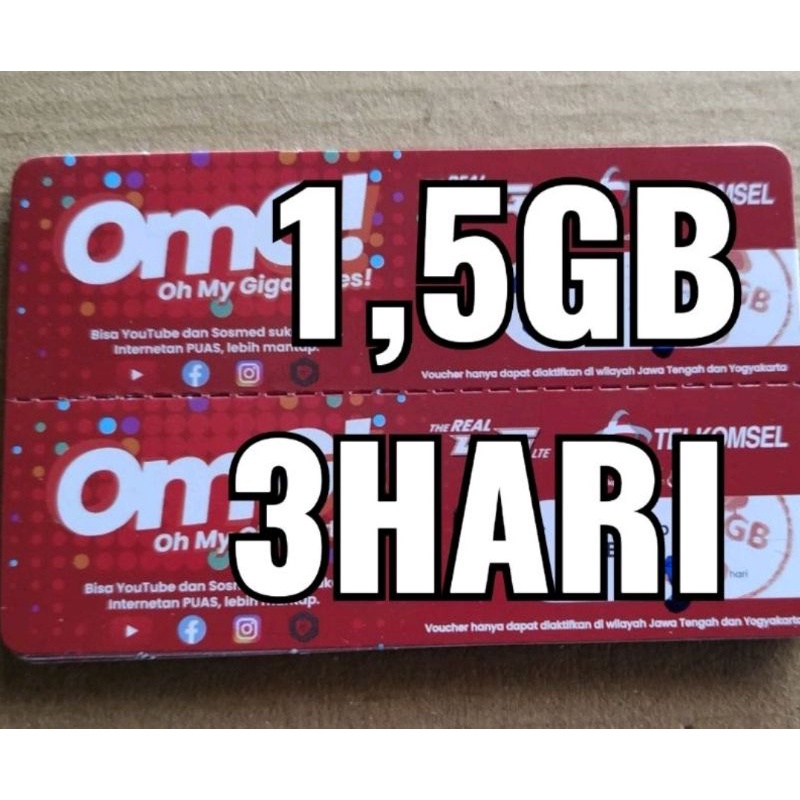 VOUCHER TELKOMSEL 1,5GB VC TELKOMSEL 1,5GB 3HARI PAKET DATA TELKOMSEL 1,5GB JATENG DIY V TSEL 1.5GB
