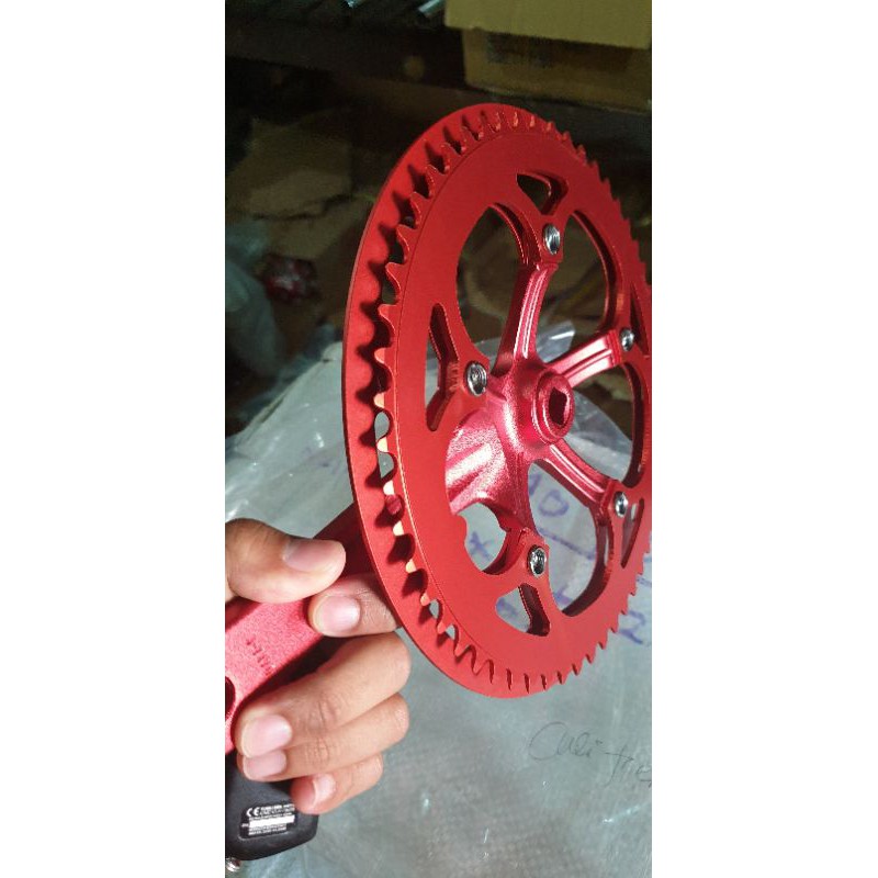 Crank Set Gir Sepeda Lipat Minion Single 54T 56T Raze Aloy