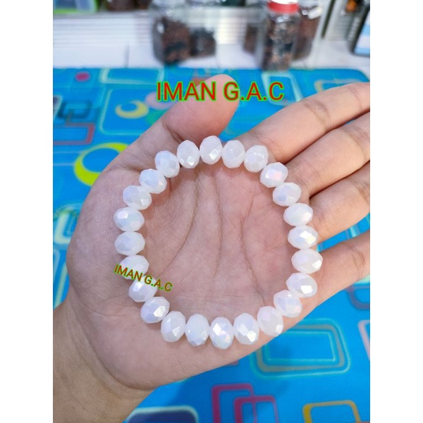 Gelang kristal 10mm berkilau/gelang karet wanita/gelang kristal crystal doff bening