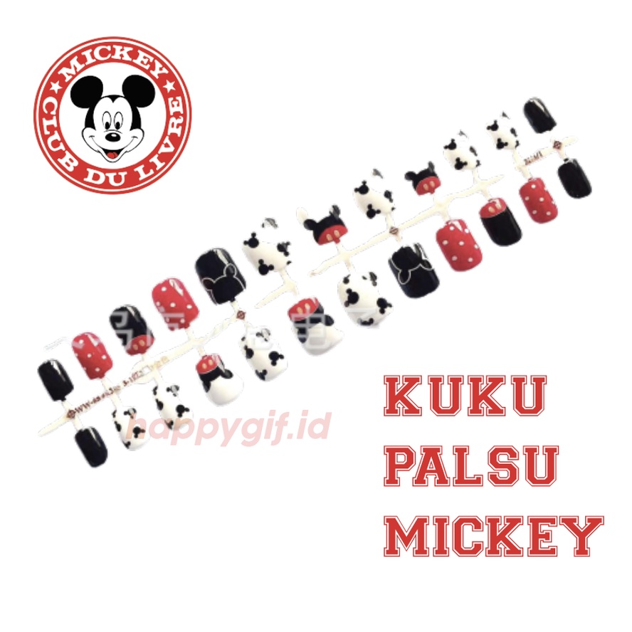 24 Pcs Kuku Palsu Mickey Fake Nail Manicure Sticker KU031