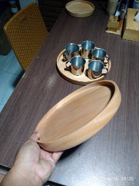 Baki Kayu Bulat / Nampan Kayu / Tray Kayu / Round Tray Diameter 25 cm