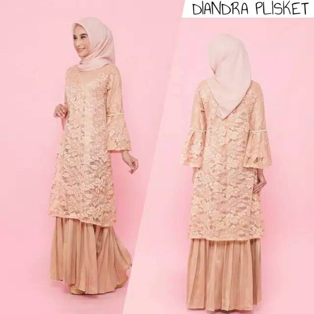 Gaun Diandra Brokat Plisket Premium/ Gaun Bridesmaid/ dress wisuda hijab/pesta kondangan/tunangan