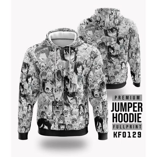 JAKET HOODIE ANIME AHEGAO FACE ADA SIZE S SAMPAI 3XL KF0129