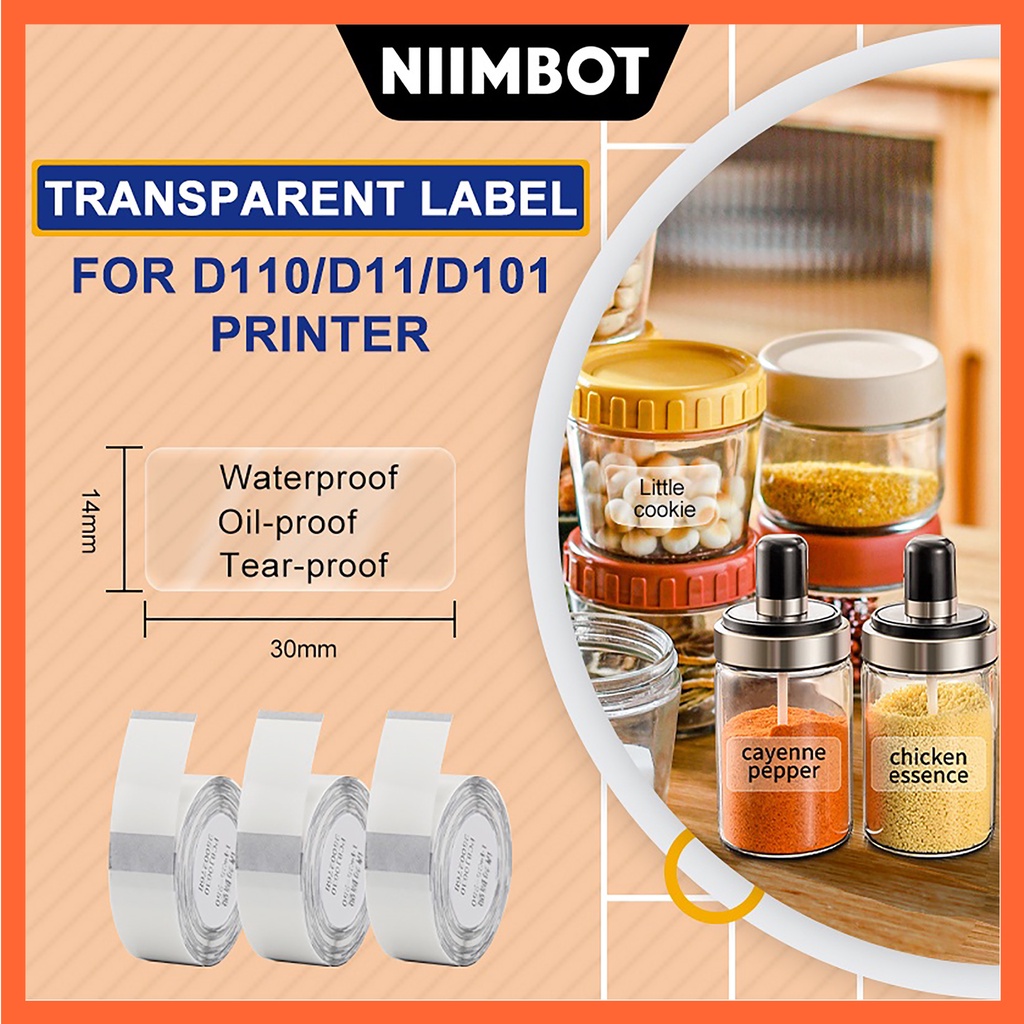 

Clear Transparent Thermal Label Sticker Niimbot D11 D110 D101 H1S Clear Transparant Refill Label Niimbot