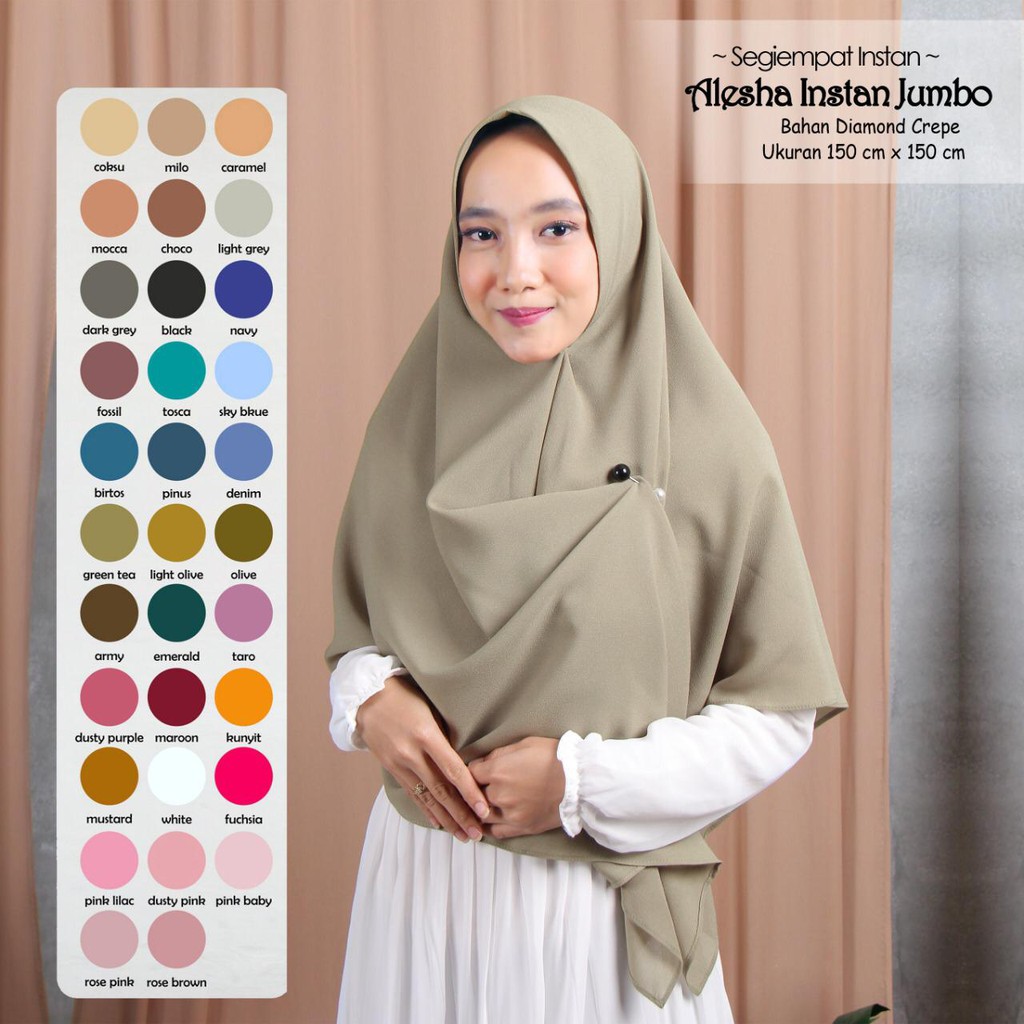 JILBAB SEGIEMPAT INSTAN KERUDUNG SEGIEMPAT INSTAN HIJAB SEGIEMPAT INSTAN AISYAH INSTAN JUMBO