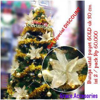 Dekorasi ornamen bunga natal besar  30 cm pernak pernik 