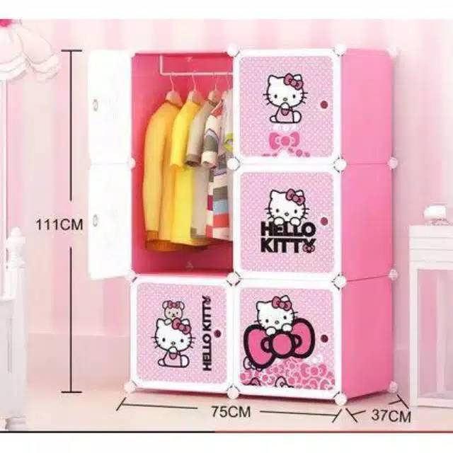 Lemari plastik 6 pintu 3 tingkat tanpa kunci