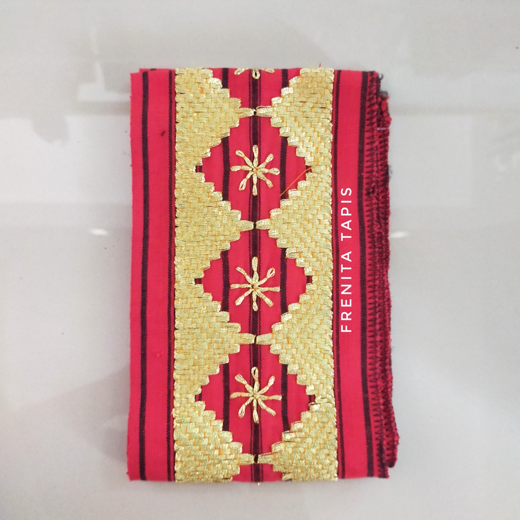 [BISA COD] Bisban / Selendang / List Tapis Khas Lampung asli Sulaman-Bintang tengah Merah