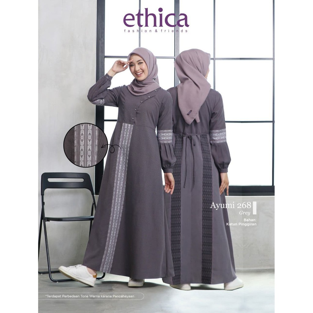 Gamis Terbaru Ayumi 268 Grey ORI By ETHICA
