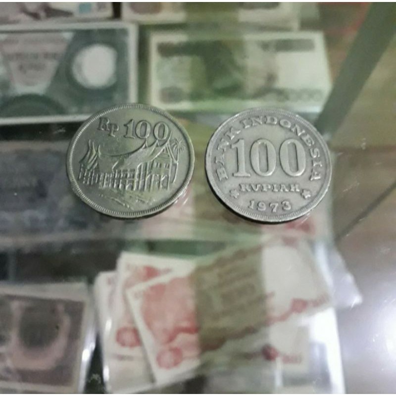 coin 100 rupiah rumah gadang 1973