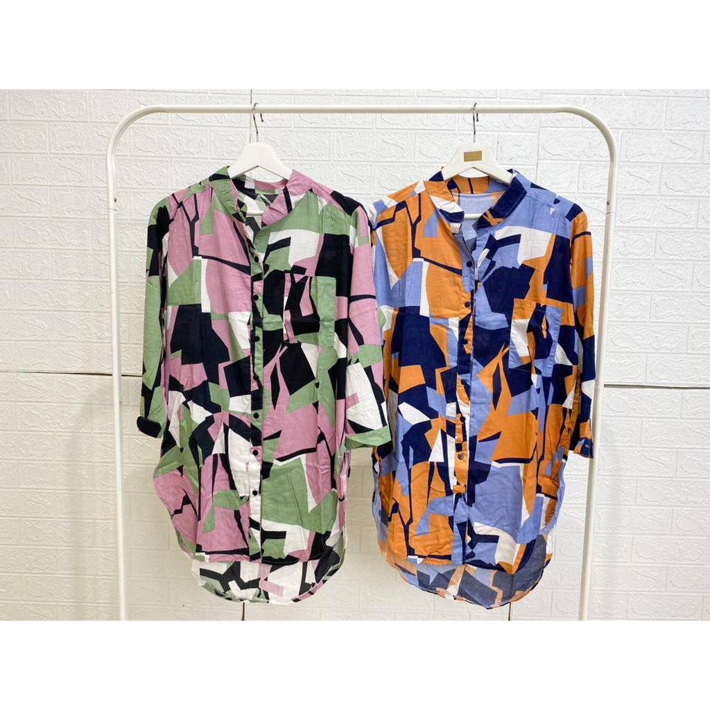 ( COD ) KEMEJA TUNIK MOTIF / KEMEJA MOTIF KOTAK / kemeja tunik polkadot / bahan rayon ( GROSIR )