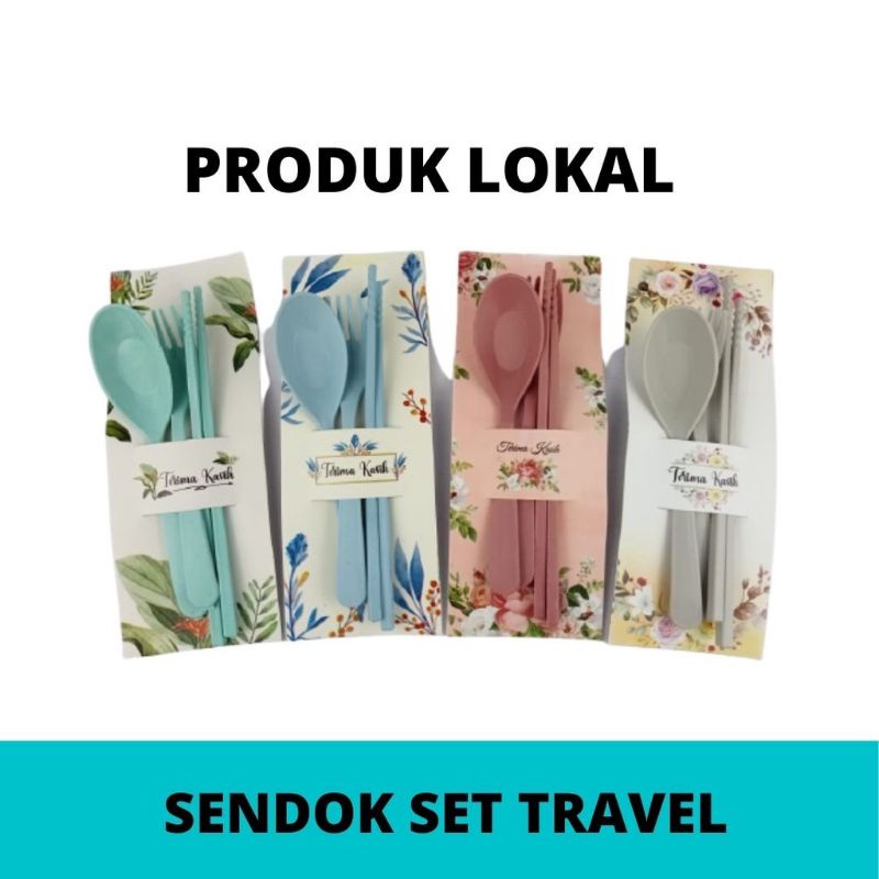 PCS Travel Set + Alas Shabby Souvenir (Sendok Garpu Sumpit) Kemasan Plastik