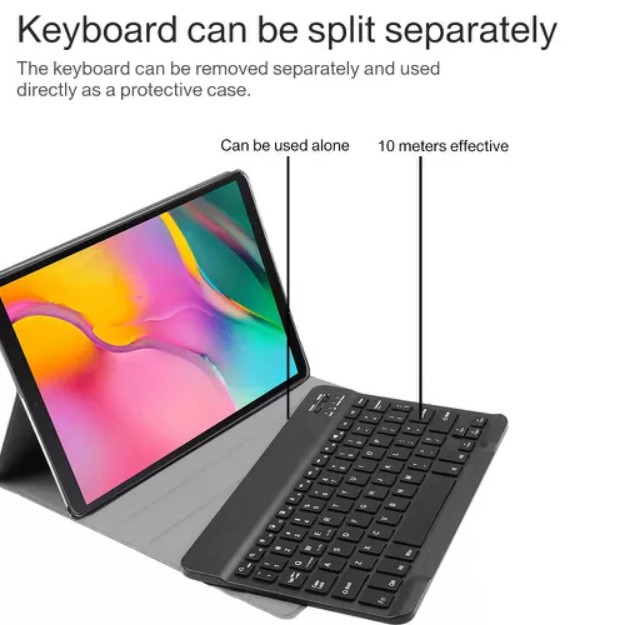 Keyboard Wireless Bluetooth Cover Book Leather Case Samsung Galaxy Tab A 8 2019 Spen P205 8.0 T295 10.1 T515 Inch USB LED Light Lampu PU Leather Tablet