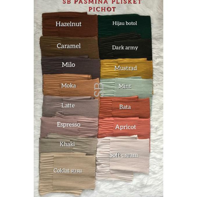 Premium Pashmina Plisket Piscot Diamond Crepe Ori Azara Hijab Pasmina - Latte Si.Utun