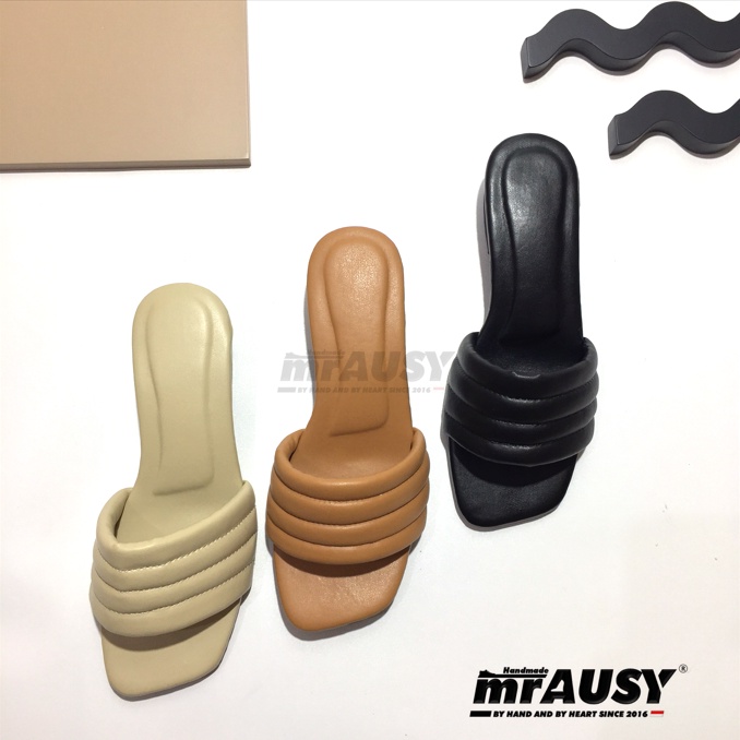 Sandal Heels Selop Wanita Cewek Nyaman Strap 1 mrAUSY 3 cm