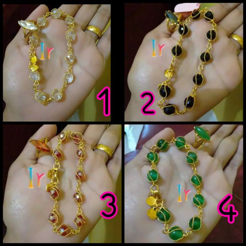 1 SET CINCIN GELANG MUTIARA LAPIS EMAS 24 KARAT