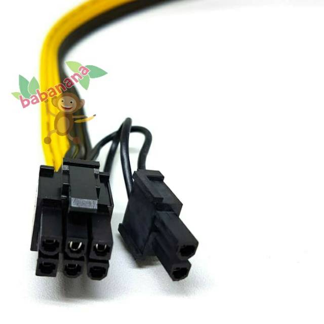 Kabel Power VGA 6 pin Male to 8 Pin Male PCIE PCI-E mining 50cm