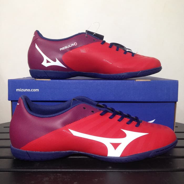 Sepatu Futsal Mizuno P1GF187762 Rebula V4 In High Risk Red White Blue | Shopee Indonesia