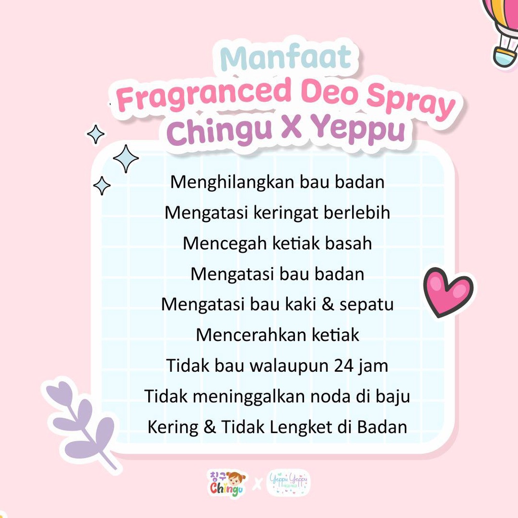 Deo spray Kiyowo Chingu x yeppu yeppu BPOM