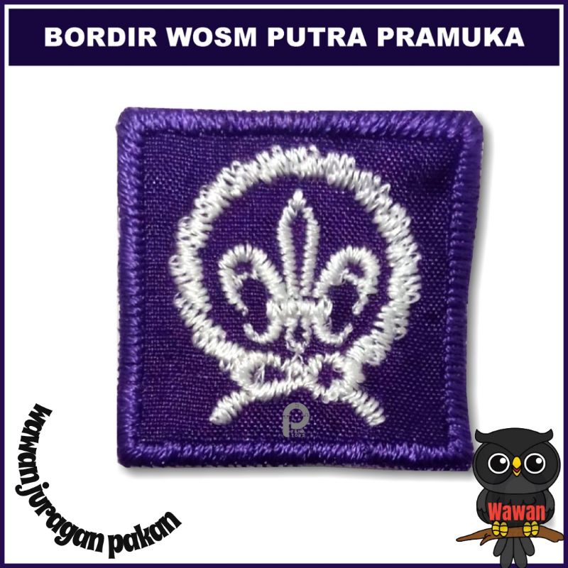 bed bordir WOSM PANDU,atribut pramuka bordir pandu putra &amp; putri