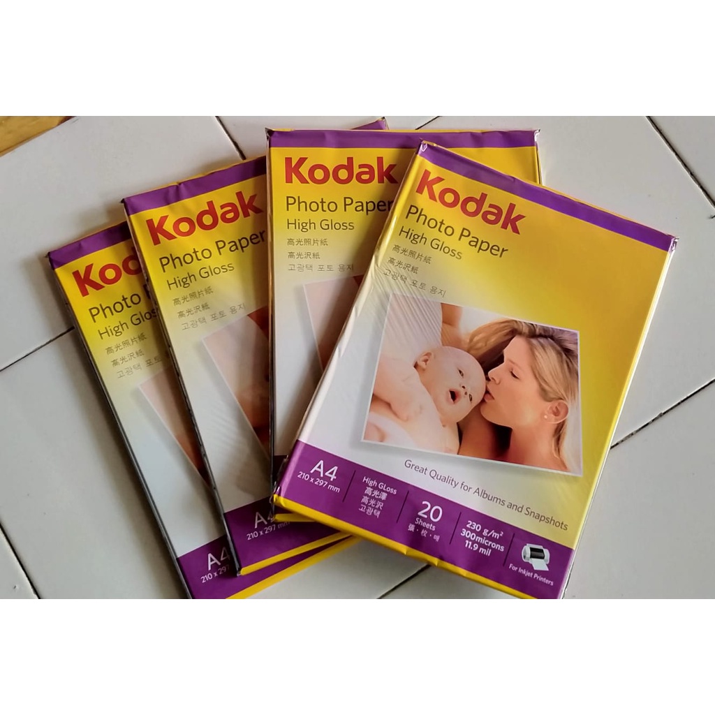 

KERTAS FOTO KODAK 230 GSM HIGH GLOSS / PAPER PHOTO KODOK GLOSS A4