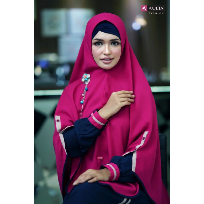 GAMIS AULIA FASHION LAUNA navy magenta caramel