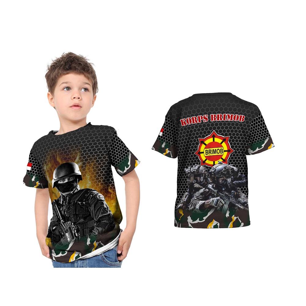 KaosArmy - Kaos Brimob Anak | Kaos Anak Motif Brimob Lengan Pendek