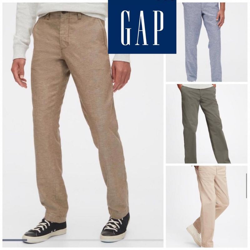 celana pria bahan linen gap