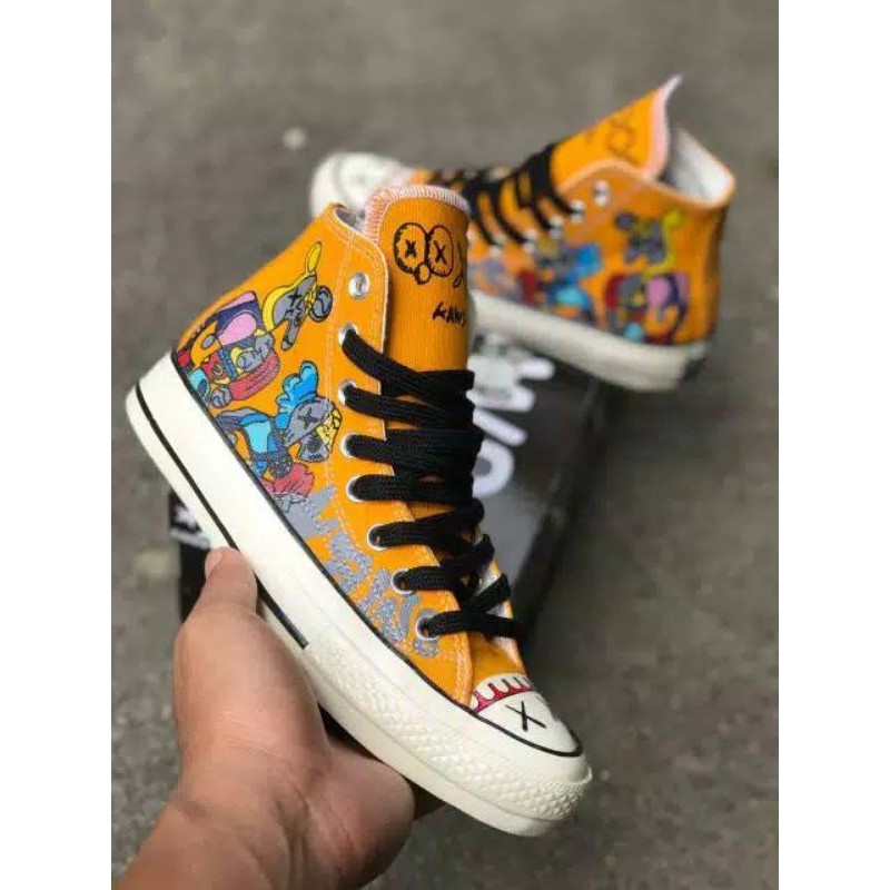 [BEST SELLER ] SEPATU CONVERSE High 70s x KAWS COMPANION YELLOW IMPORT VIETNAM