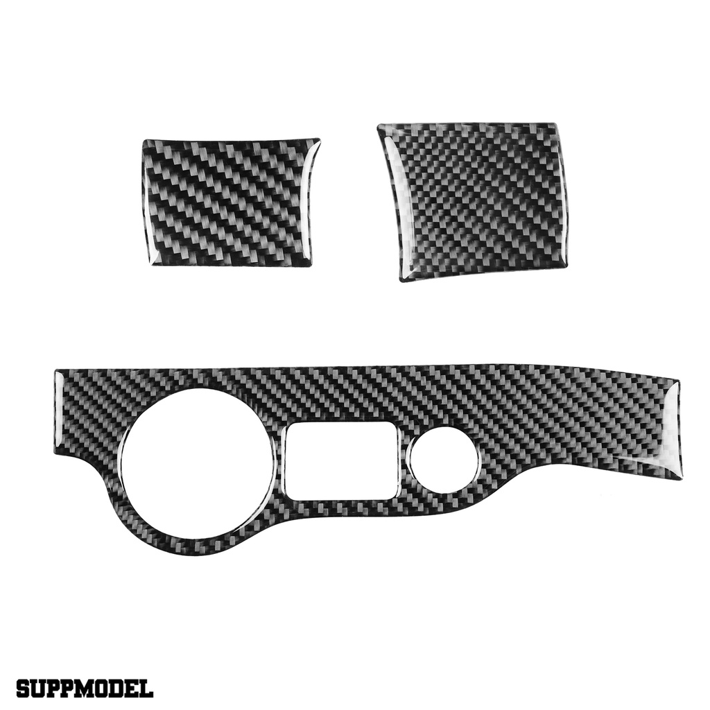 Smodel 3pcs / Set Cover Panel Saklar Lampu Depan Kiri / Kanan Bahan Carbon Fiber Untuk Dodge Challenger 2015-up