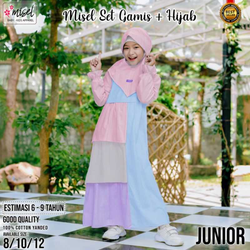 PROMO HABISKAN STOK GAMIS ANAK PEREMPUAN + HIJAB  MEREK MISEL  4-6 TAHUN