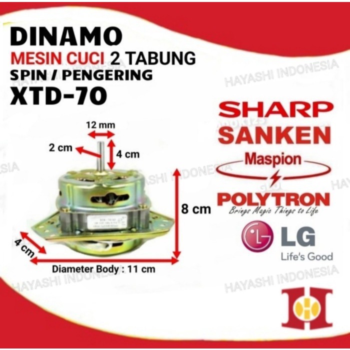 Dinamo Mesin Cuci Wash Spin Pencuci Pengering SHARP POLY TRON UNIVERSAL