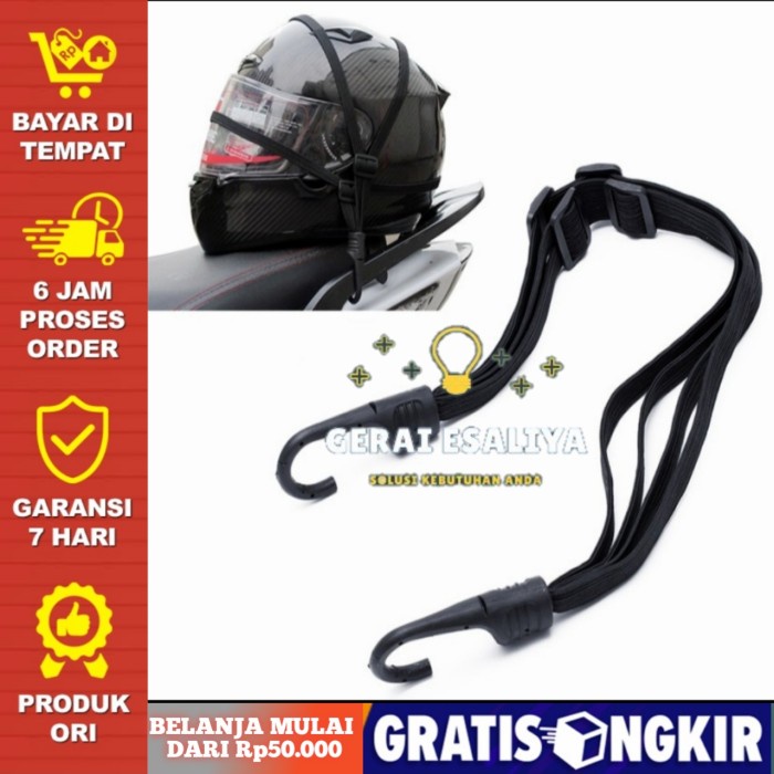 TALI PENGIKAT HELM MOTOR 2 HOOK/TALI IKAT BARANG MOTOR TERMURAH