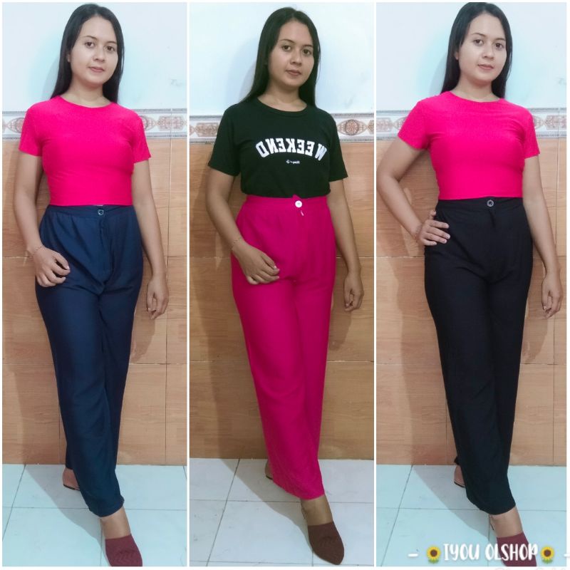 CELANA KULOT RAYON HW PREMIUM RESLETING POLOS || KULOT HIGHWAIST KANCING POLOS