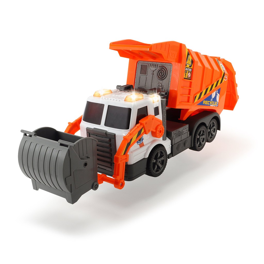 toy garbage trucks in action