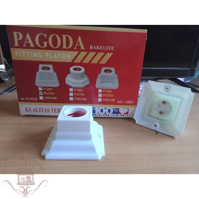 PAGODA Fitting Plafon (Segi 4) Cream / Fit. Lampu Gantung