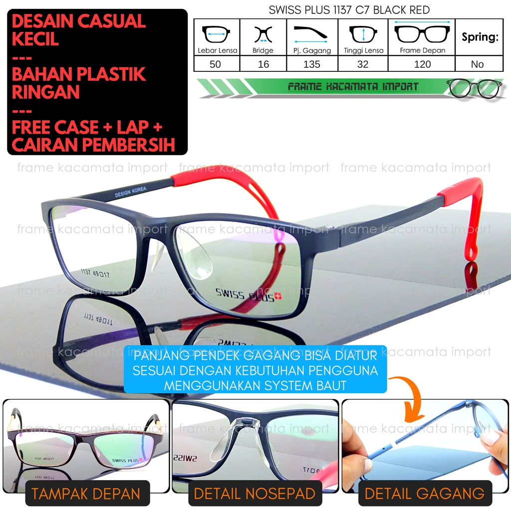 Frame Kacamata Minus Plastik Kotak Kecil