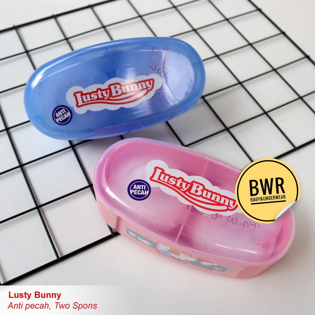 Tempat Bedak Lusty Bunny TB1516 / TB1530 Anti Pecah 2 With Puff Original Bunny - Bwr IX