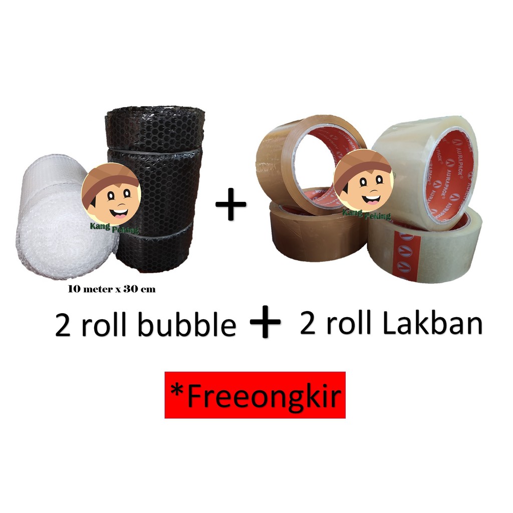 

Pomo Bundling !! Bubblewrap 10 Meter (2 roll) + Lakban 50 meter (2 roll) Free ongkir