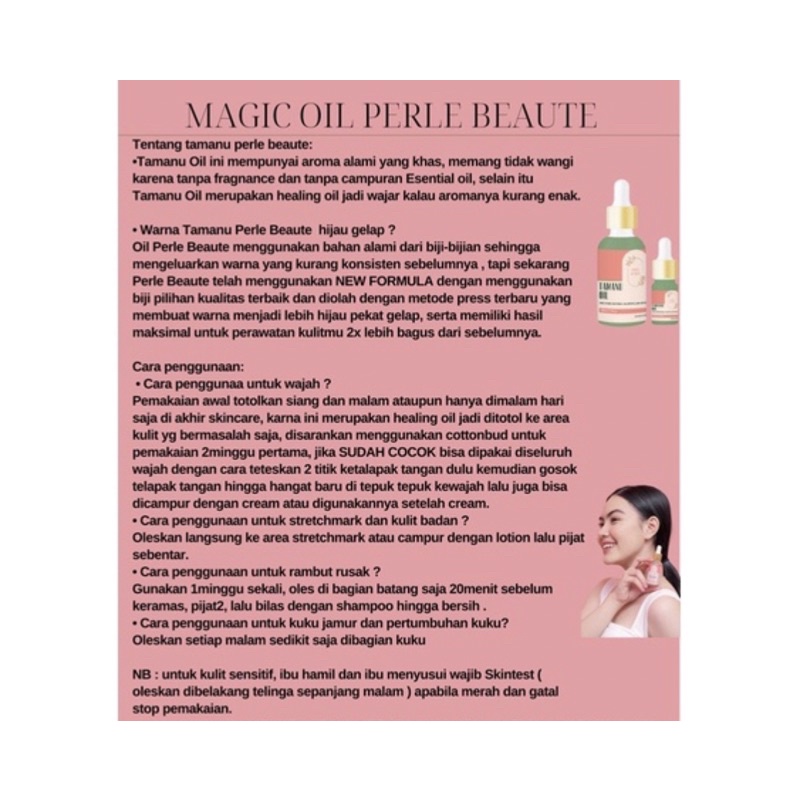 PERLE BEAUTE - Tamanu Oil 100% Murni Penghilang Flek Hitam Bopeng Bekas Jerawat Stertch Mark Aman Viral BPOM