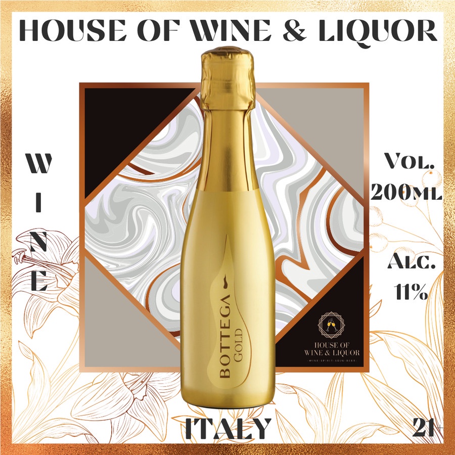 Jual Bottega Gold Brut Sparkling Wine Mini Piccolo Bottle 200 ML