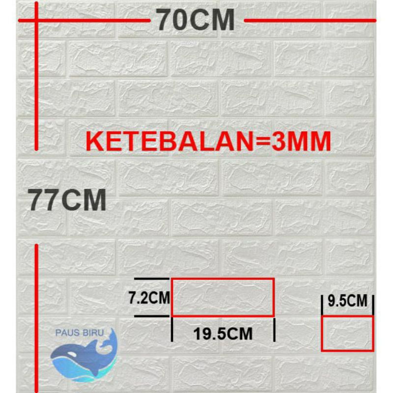 (70 x 77 cm &amp; 38.5 x 70 cm) WALLPAPER DINDING 3D FOAM BATU BATA PUTIH WALLFOAM WPP