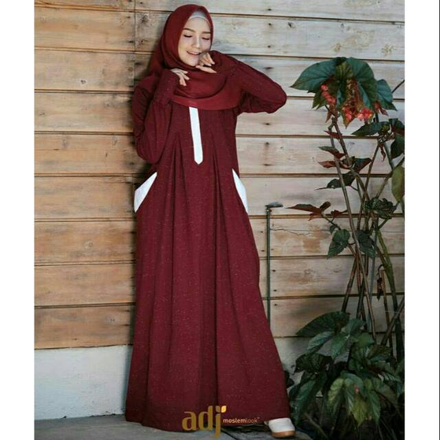 JOLAN DRESS V3 MAROON BY ADJ MOSLEM LOOK