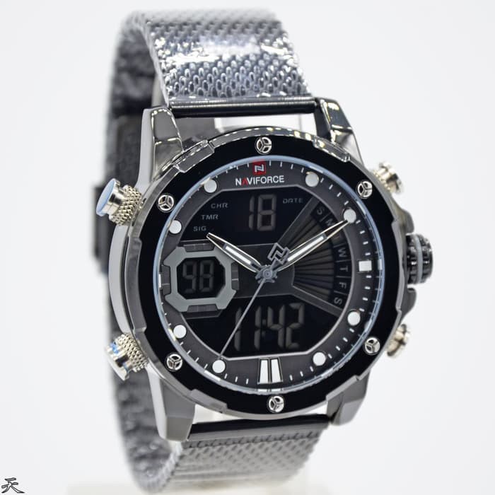 JAM TANGAN PRIA NAVIFORCE 9172M RANTAI DOUBLE TIME ORIGINAL ANTI AIR