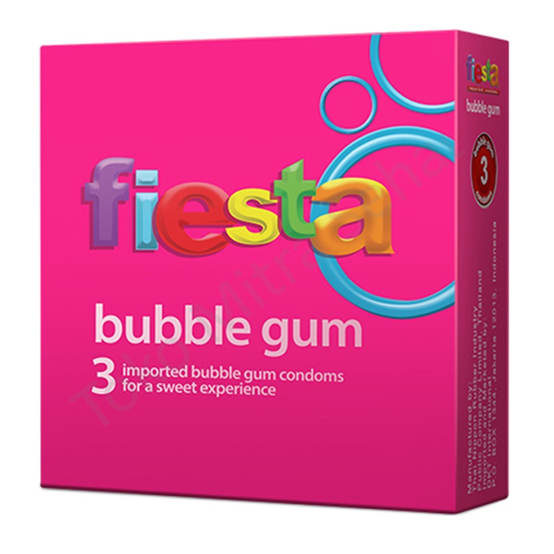 PRIVASI AMAN - KONDOM FIESTA RASA PERMEN KARET BUBBLE GUM 1 BOX ISI 3