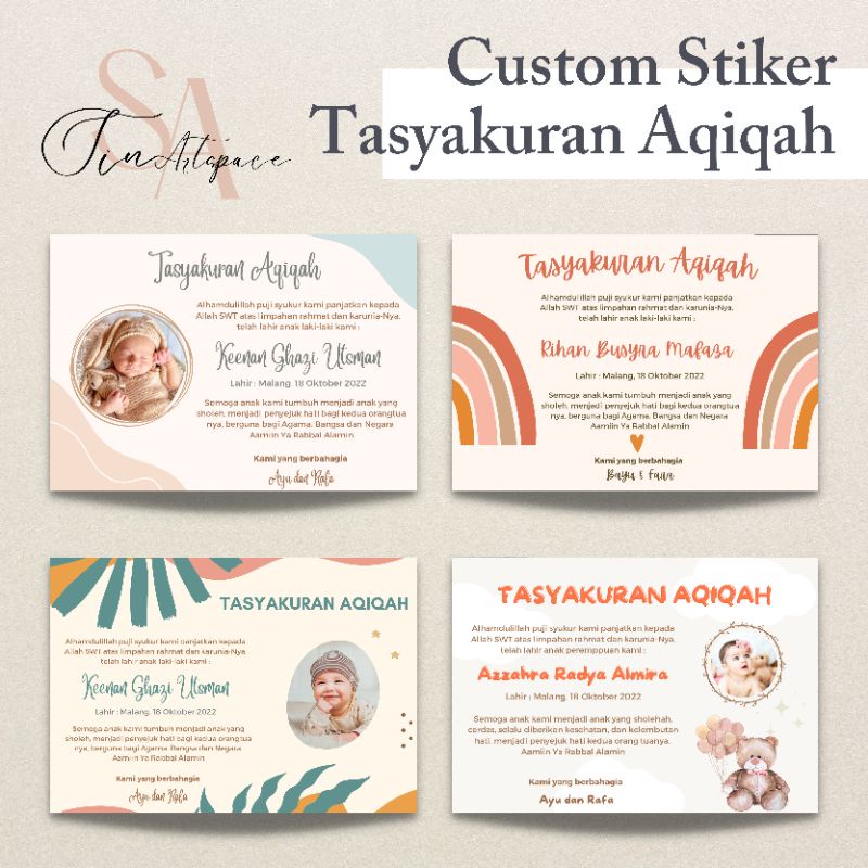 

Cetak Kartu/Stiker Tasyakuran Aqiqah, Custom Stiker Tasyakuran Aqiqah