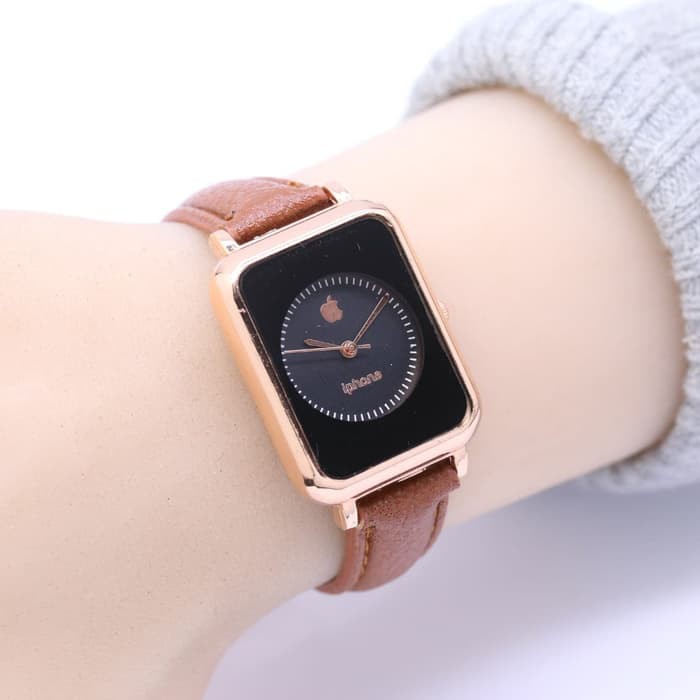 Jam Tangan Wanita / Cewek Murah Iphone 02 Leather Brown
