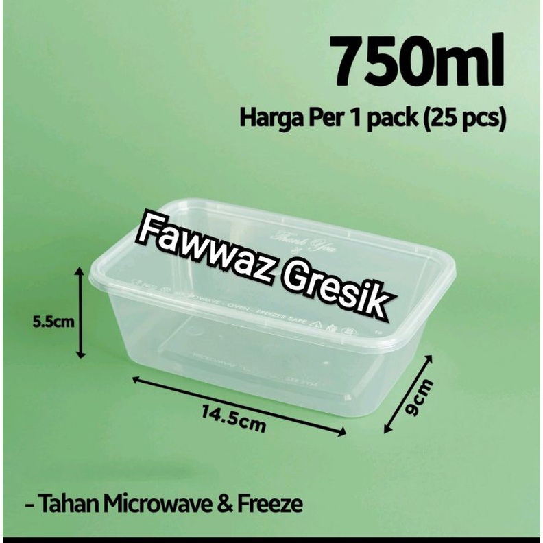 Thinwall / Kotak Makan Plastik 750 ml  / Mika Box / Persegi Panjang