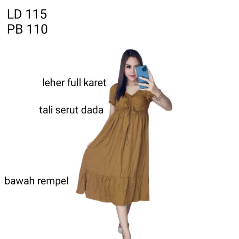 Daster Serut Dada Terbaru Busui Bumil Dress Elsa Serut Dada Rayon LD 110-120