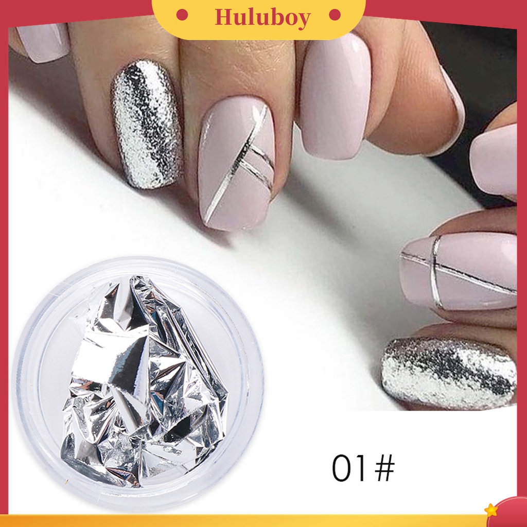 Huluboy Huluboy♡ Stiker Nail Art Ultra Tipis Warna Emas / Silver Untuk Dekorasi Manicure DIY